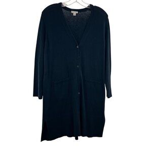 J. Jill Women's Long Sleeve V-Neck Button Up Cardigan Navy Size Medium